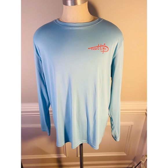 AWESOME! Reel Life Gear Mens crew neck Shirt Sun Ray Defender Performance.(92) - Picture 2 of 13